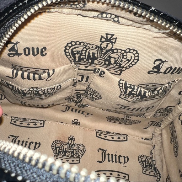 Black Vintage Juicy Couture Purse Bowler Bowling Bag Velour Satchel Y2K - Picture 11 of 13